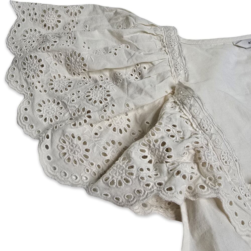 American Eagle Eyelet Lace Peplum Top Womens M Ivory Cottagecore Boho NWT - Picture 9 of 12